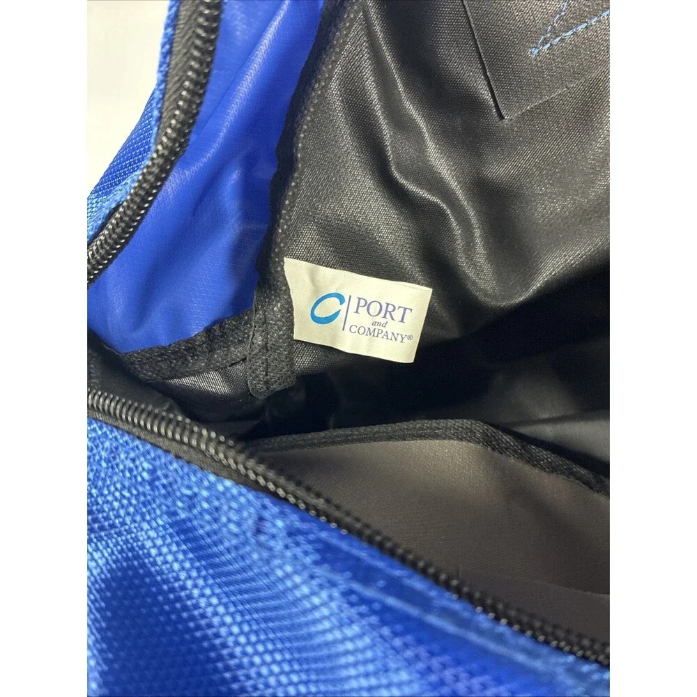 Port & Company Blue Gray Black Travel Duffel Gym Sports Overnight Bag New w/Tags